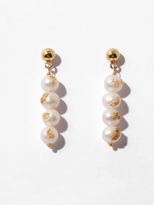 Pearl Earrings Brass Imitation Pearl Geometric Minimalist Drop Earring