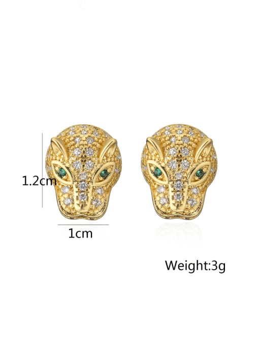 42622 Brass Cubic Zirconia Animal Vintage Stud Earring