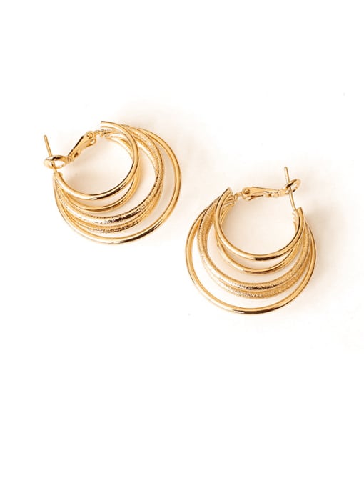 Small Brass Smooth Geometric Minimalist Drop Earring