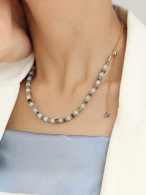 TINGS Brass Imitation Pearl Geometric Minimalist Lariat Necklace 1