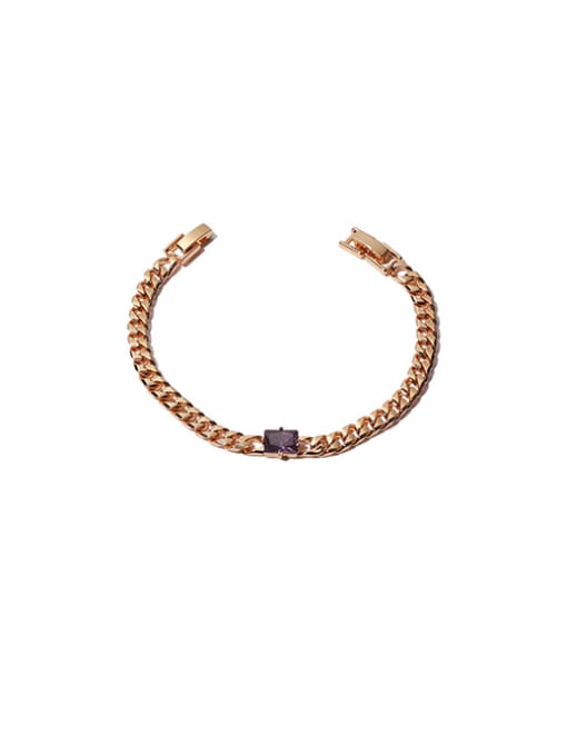 Purple zirconium Bracelet Brass Geometric Hip Hop Hollow Chain  Bracelet