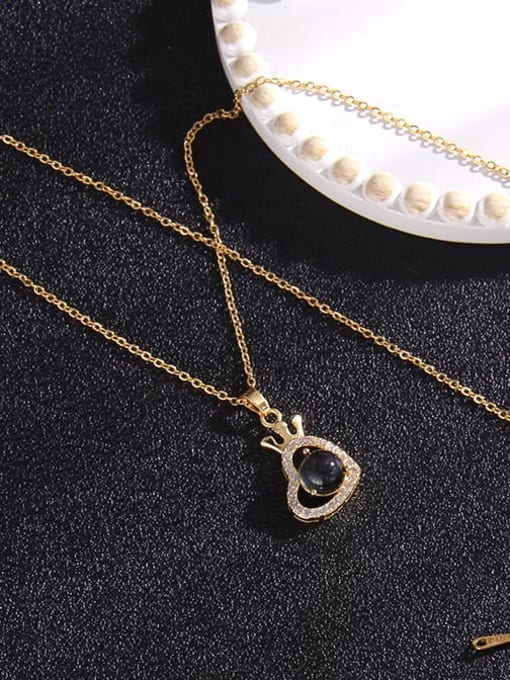13A356 Copper Cubic Zirconia Flower Trend  Heart Thermometamorphic stone Pendant Necklace