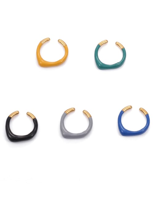 Five Color Zinc Alloy Enamel Geometric Minimalist Band Ring 0