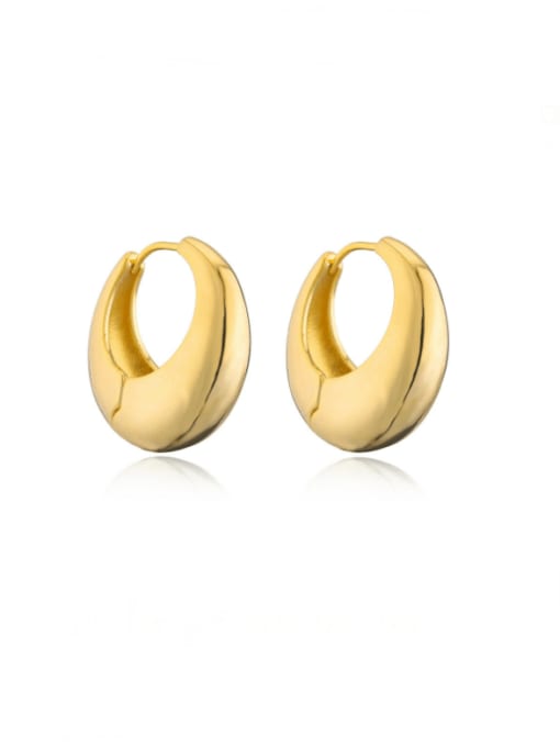 41460 Brass Smooth Geometric Minimalist Huggie Earring