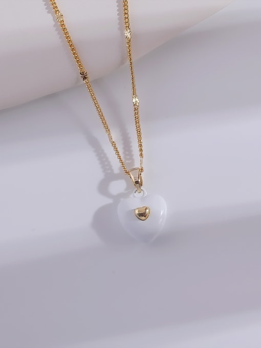 HYACINTH Brass Enamel Heart Minimalist Necklace 2