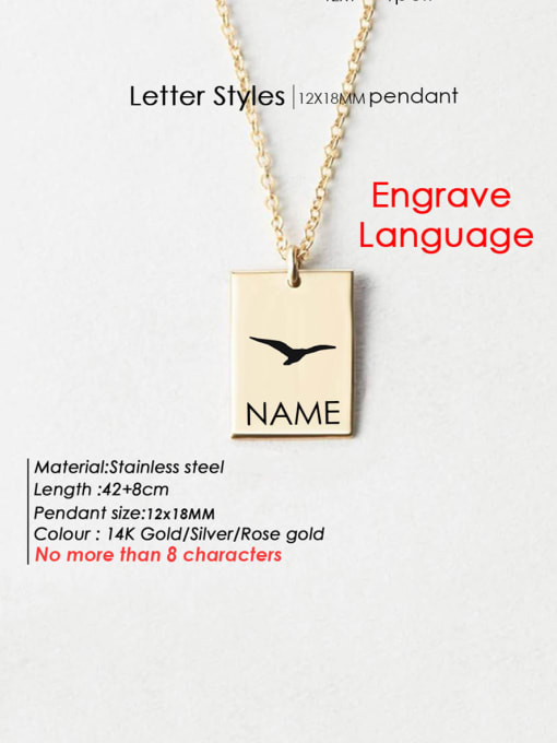 Gold DW 93 Stainless steel  Laser Letter Animal Minimalist Geometry Pendant Necklace