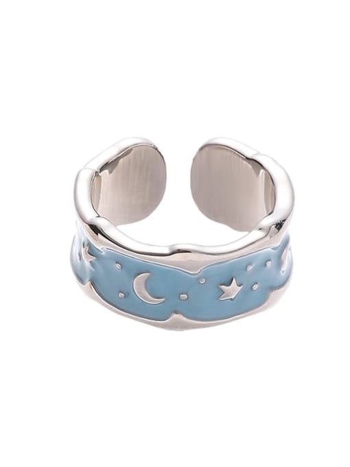 Style 1 Ring Brass Enamel Moon Hip Hop Band Ring