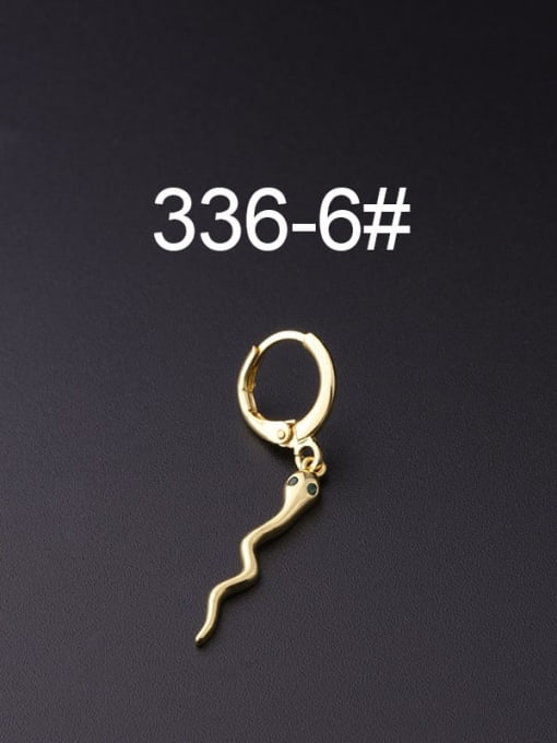 6 Brass Cubic Zirconia Snake Minimalist Single Earring