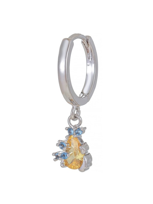 EK00223 White K Brass Cubic Zirconia Animal Cute Single Earring( Single-Only One)