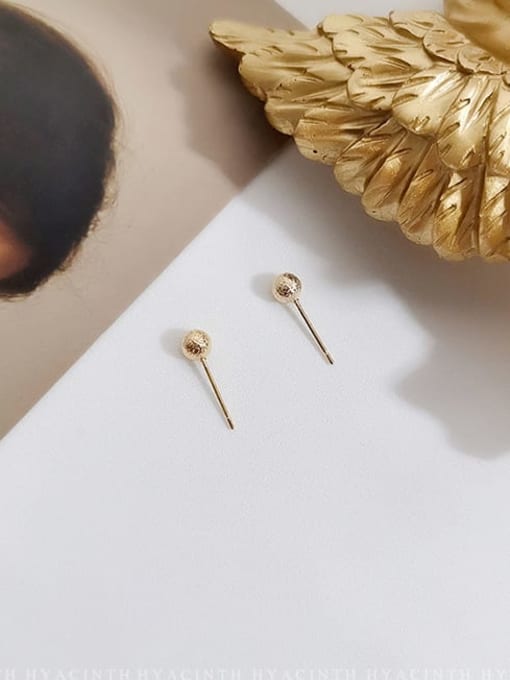 Frosted gold No.5 bead Copper Round Minimalist Stud Trend Korean Fashion Earring
