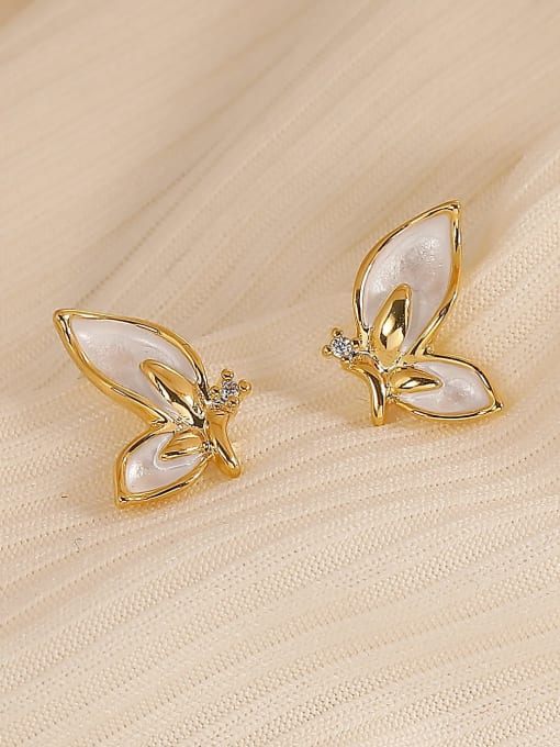 HYACINTH Brass Shell Butterfly Minimalist Stud Earring 1
