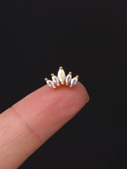HISON Brass Cubic Zirconia Crown Cute Single Earring 3