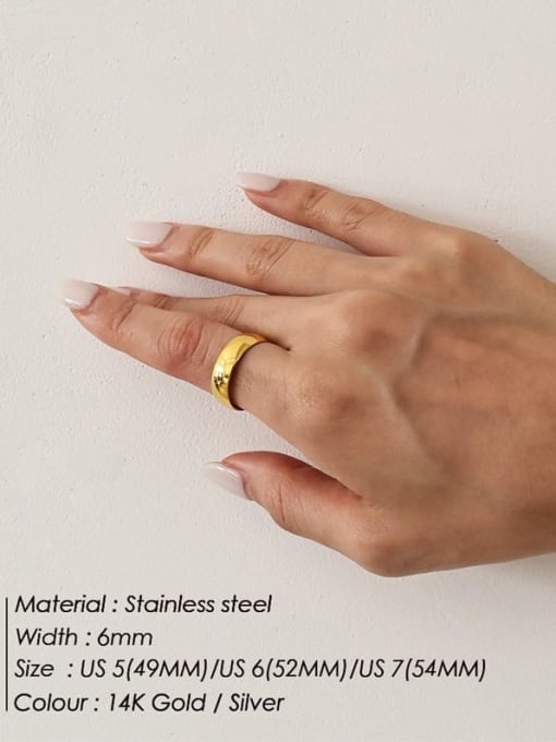 6mm gold US 7 Stainless steel Geometric Minimalist Band Ring