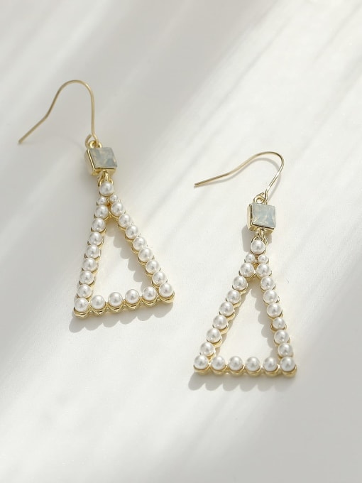 HYACINTH Brass Imitation Pearl Triangle Vintage Hook Trend Korean Fashion Earring 3