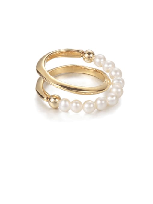 Pearl Ring Brass Imitation Pearl Geometric Hip Hop Stackable Ring