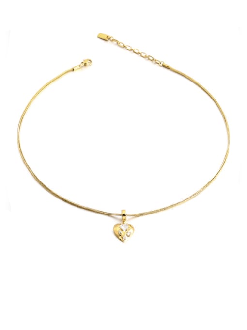 Gold Titanium Steel Heart Minimalist Necklace