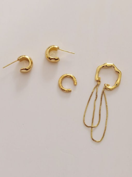 14k Gold Brass Geometric Vintage Clip Earring