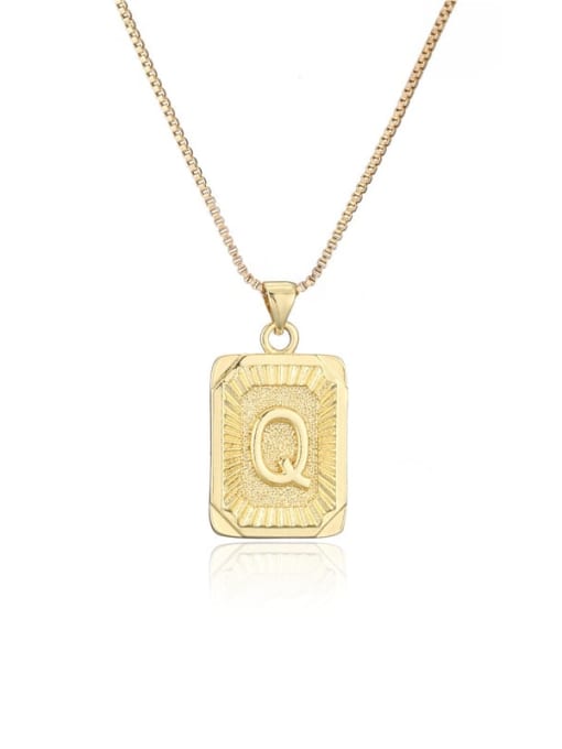 Q Brass Letter Hip Hop Geometry Pendant Necklace