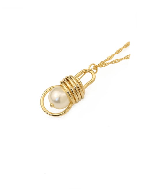 ACCA Brass Imitation Pearl Irregular Vintage Light bulb pendant Necklace 0