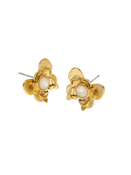 Five Color Brass Shell Butterfly Vintage Stud Earring 0