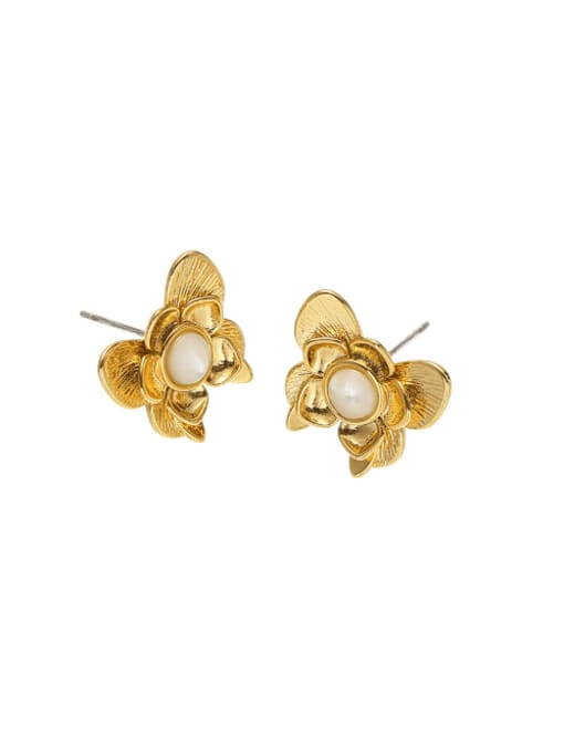 Five Color Brass Shell Butterfly Vintage Stud Earring