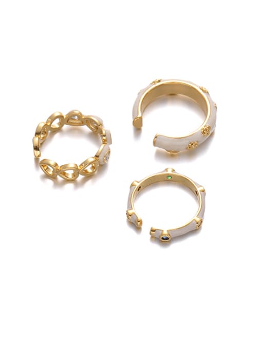 Five Color Brass Enamel Heart Minimalist Band Ring 0