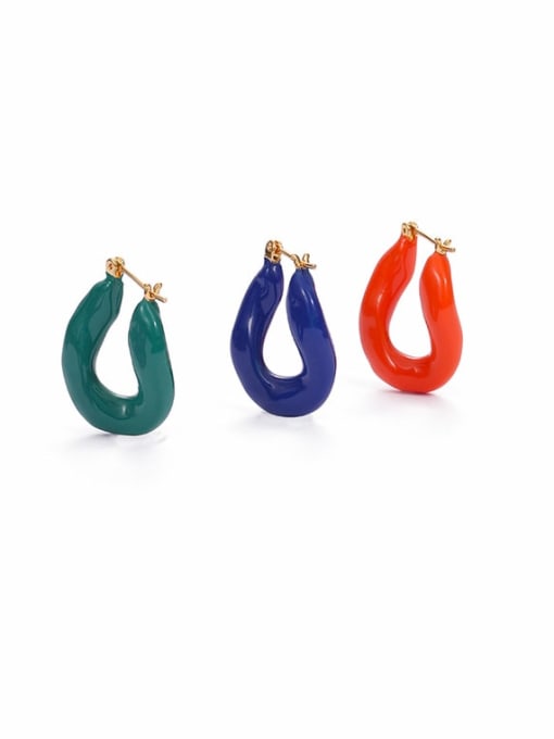 Five Color Brass Enamel Geometric Minimalist Single Earring 3