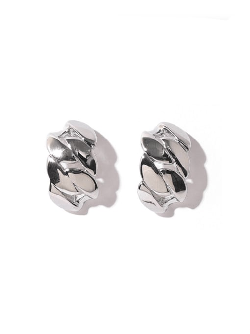 Platinum Brass Smooth Geometric Vintage Stud Earring