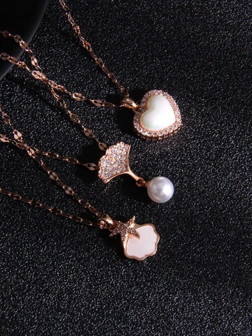 AOG Copper Imitation Pearl Acrylic Sea  Star Trend Heart Pendant Necklace 3