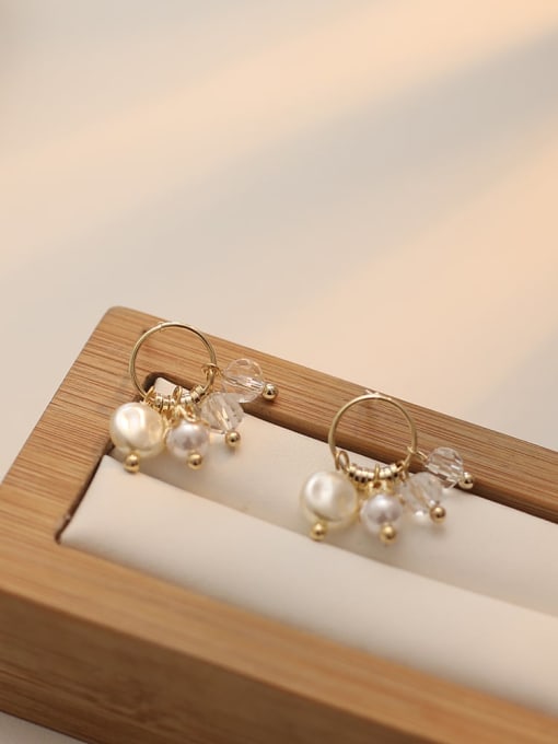HYACINTH Copper Imitation Pearl Geometric Minimalist Huggie Trend Korean Fashion Earring 1