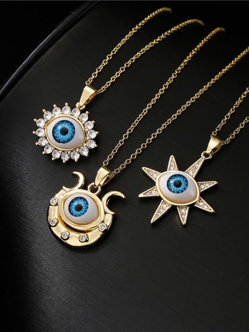 AOG Brass Rhinestone Enamel Evil Eye Vintage Necklace 1