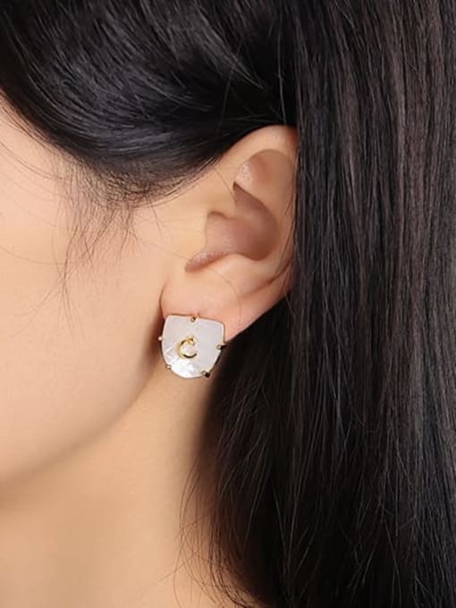 Five Color Brass Shell Geometric Minimalist Stud Earring 1