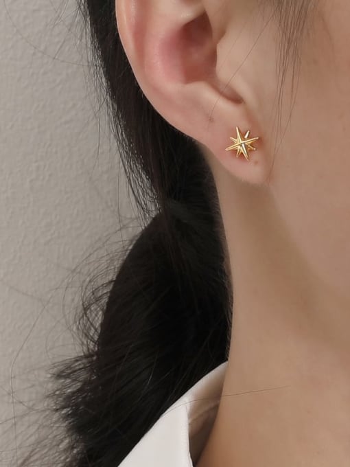 HYACINTH Brass Shell Star Minimalist Stud Earring 2
