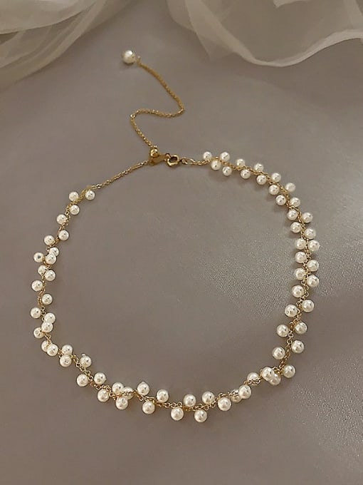 Papara Zinc Alloy Imitation Pearl White Locket Classic Choker Necklace