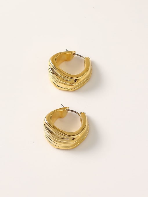 HYACINTH Brass Hollow Geometric Minimalist Huggie Trend Korean Fashion Earring 2