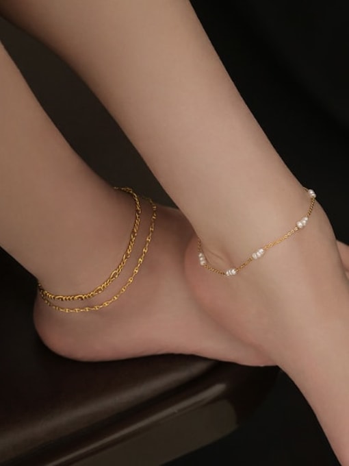 ACCA Brass Irregular Hip Hop Double Layer Chain Anklet 3
