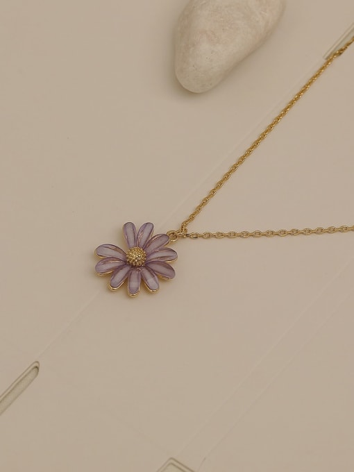 14k Gold Purple Brass Shell Flower Minimalist Trend Korean Fashion Necklace