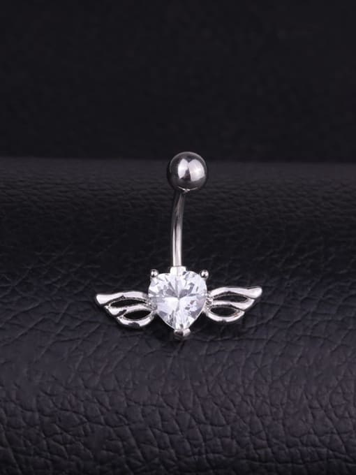 white Stainless steel Cubic Zirconia Wing Hip Hop Belly Rings & Belly Bars
