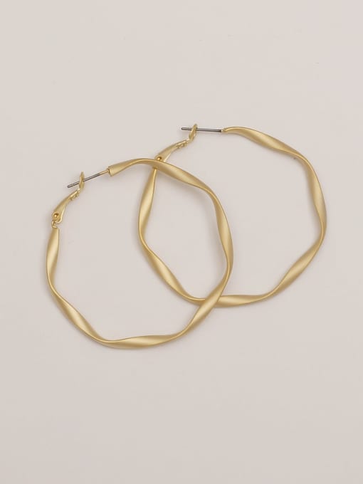 matte gold Brass Hollow Geometric Minimalist Hoop Trend Korean Fashion Earring