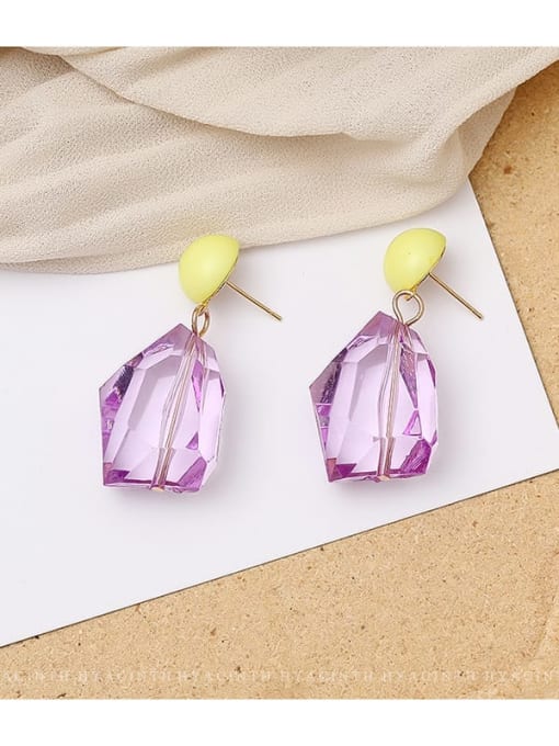 violet Copper Crystal Geometric Dainty Drop Trend Korean Fashion Earring