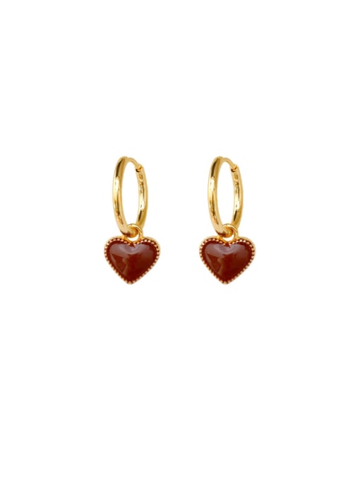 HYACINTH Brass Enamel Heart Minimalist Huggie Earring 0