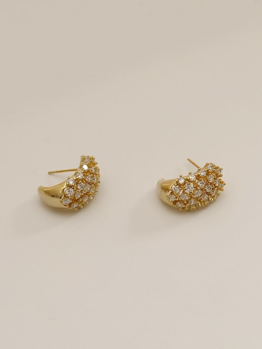 HYACINTH Brass Cubic Zirconia Geometric Vintage Stud Trend Korean Fashion Earring 3