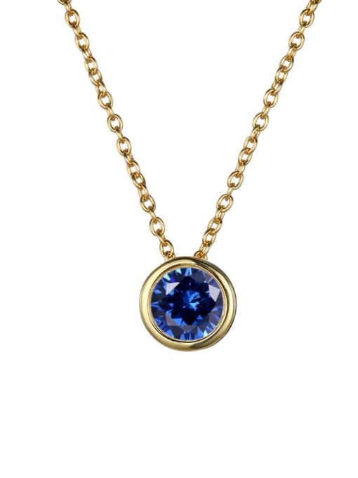 September Blue Gold Stainless steel Birthstone Geometric Minimalist Necklace