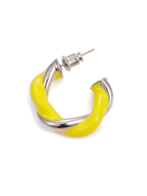Yellow (Single ) Brass Enamel Geometric Minimalist Single Earring