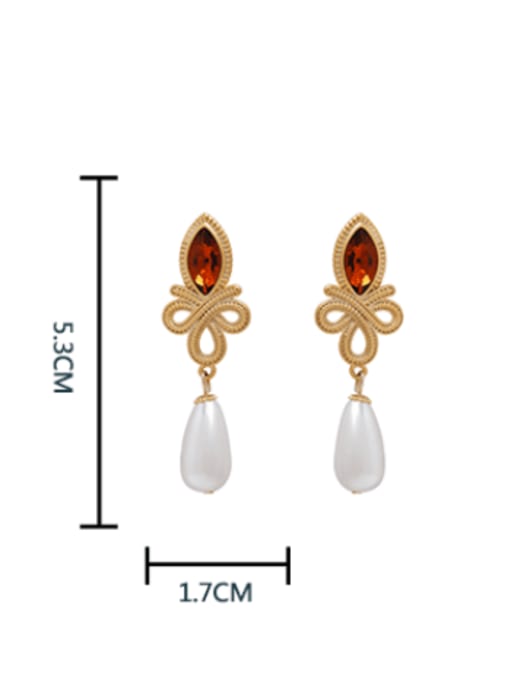 HYACINTH Brass Imitation Pearl Water Drop Minimalist Drop Earring 3