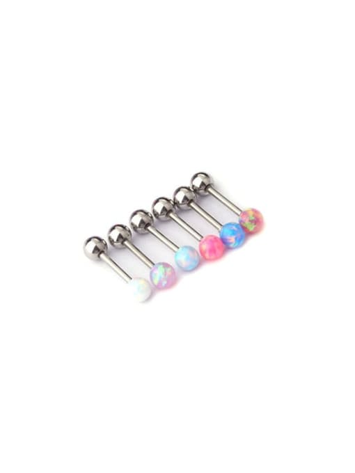 HISON Titanium Steel Opal Round Hip Hop Stud Earring(Single Only One) 4