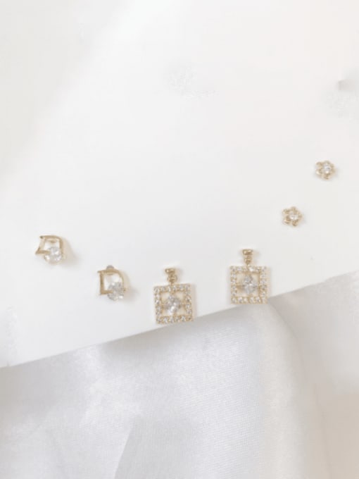 ZRUI Brass Cubic Zirconia Geometric Minimalist Perfume Bottle Set Stud Earring 0