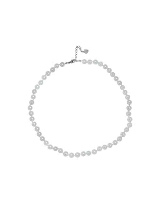White k Brass Freshwater Pearl Geometric Minimalist Beaded Necklace