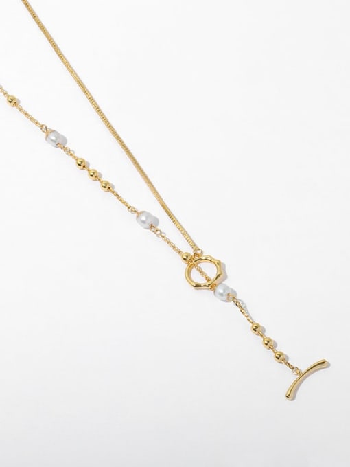 Necklace Brass Freshwater Pearl Irregular Vintage Necklace
