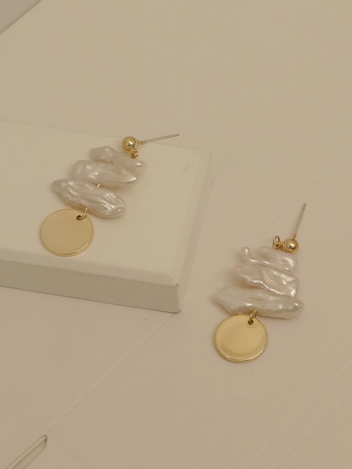 HYACINTH Brass Freshwater Pearl Geometric Vintage Drop Trend Korean Fashion Earring 2